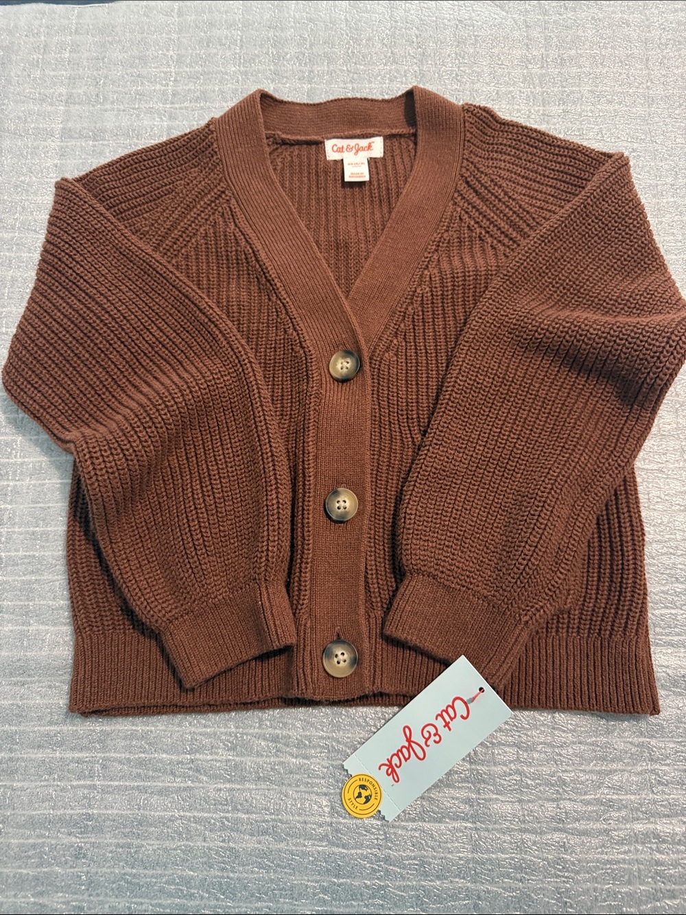 Cat & Jack Chocolate Brown Knit Cardigan - Button Front